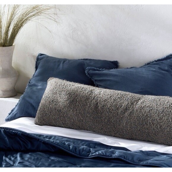 Textured Boucle Lumbar Decorative Throw Pillow Dark Gray - Casaluna NEW - Picture 5 of 9